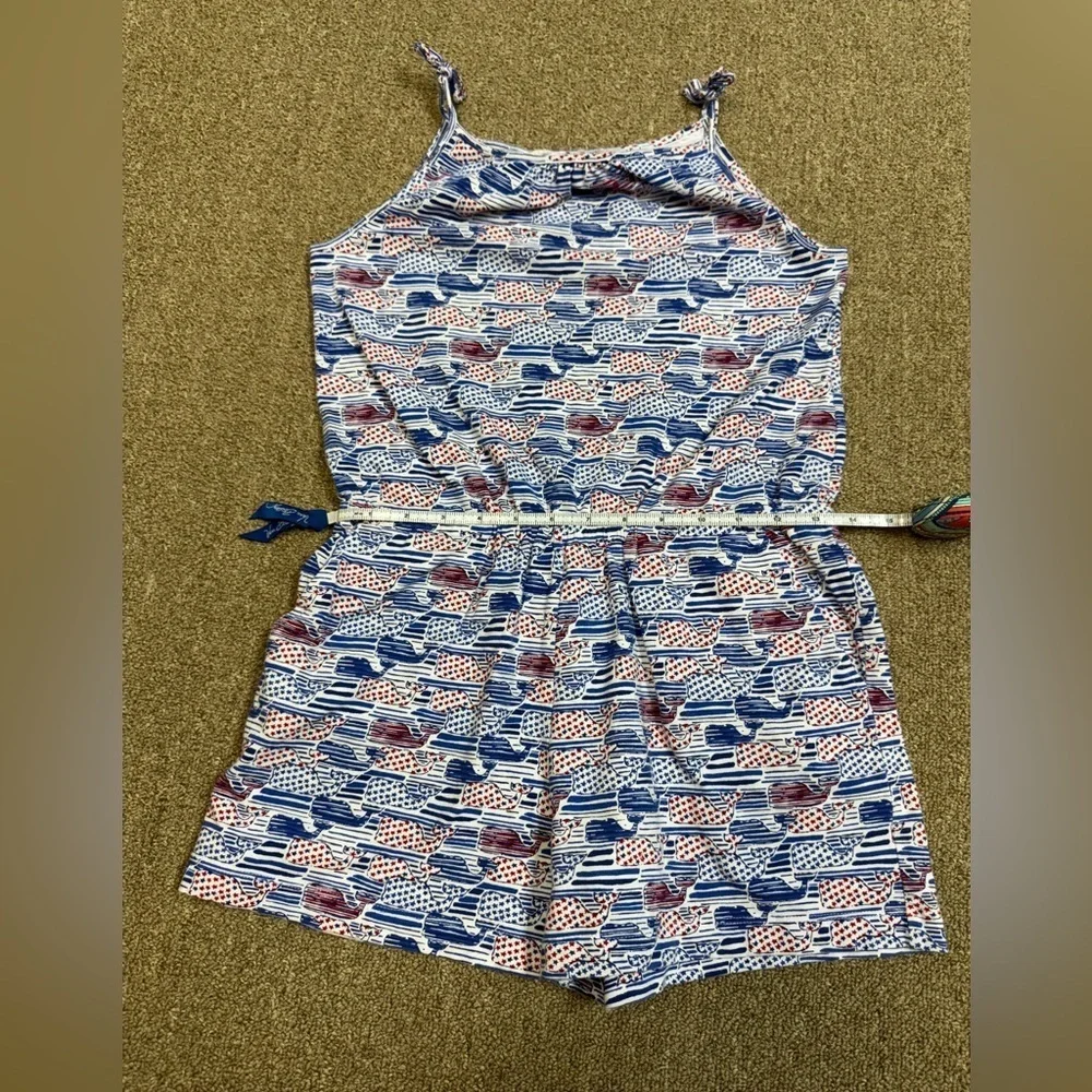 Vineyard Vines: Girls Stars & Stripes Whale Knit Romper, Size L (14)